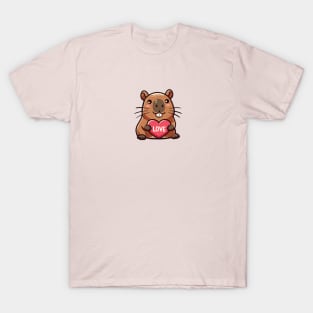 Cute capybara hold heart T-Shirt